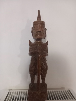 Wooden Buddhist Statue Temple Guard used, teak wood 42cm