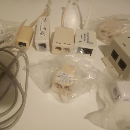 Telephone line accessories new with ADSL filters, splitters, cables