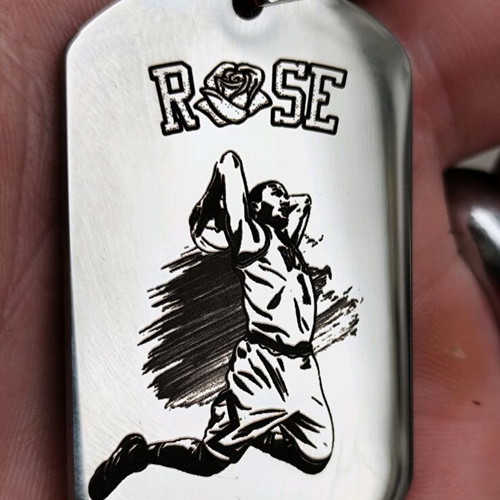 Derrick Rose men's pendant new, silver stainless steel dog tag