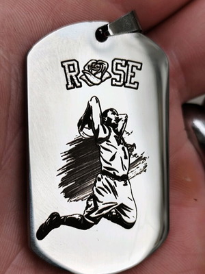 Derrick Rose men's pendant new, silver stainless steel dog tag