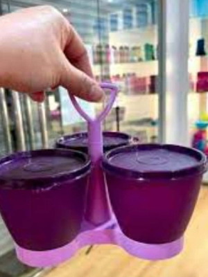 Tupperware τριπλό σερβερ 300 ml × 3 με χερούλι καινούργιο