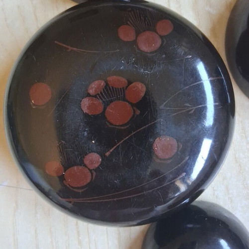 Japanese lacquer bowls set of 4 used