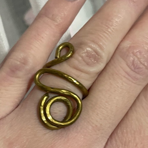 Gold-plated women's ring used, size 55-56, gold color