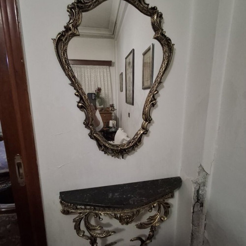 Mirror with marble base and tazera, like new