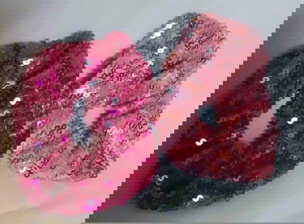 Δύο μαζί  scrunchies ροζ φούξια με λαμπερά strass