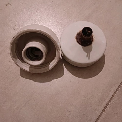 Porcelain lamp holders used, set of two with white base