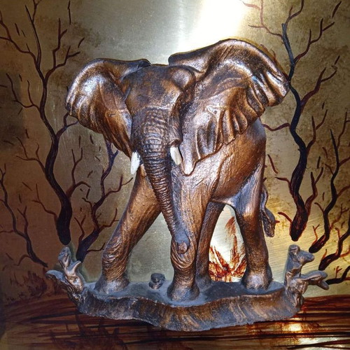 Chalcography painting used with elephant motif