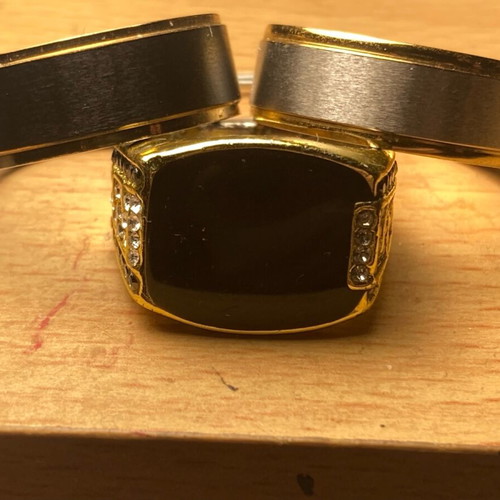 Three stainless steel rings like new, size 8-9