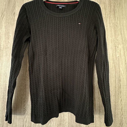 Tommy Hilfiger Black Cable Knit Sweater like new, 100% cotton