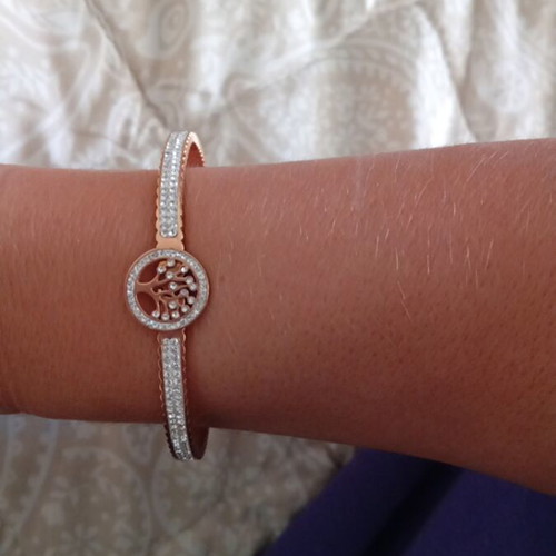 Steel Tree of Life bracelets like new, pink gold tone