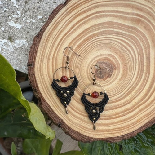 Macrame earrings new, handmade black