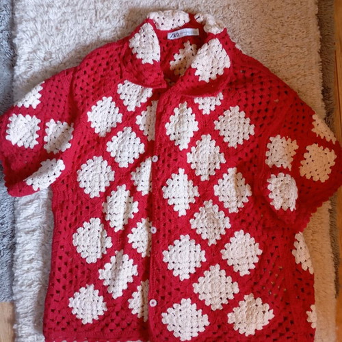 Zara Crocket set knit polo and shorts red with white, like new