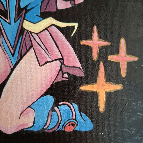 Handmade painted Dark Magician Girl card linen new