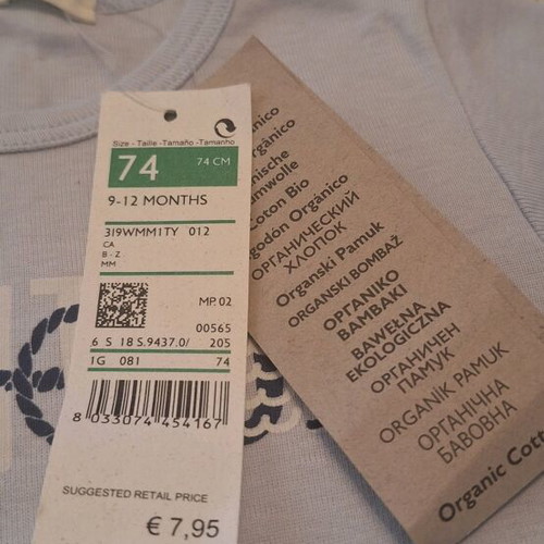 Benetton baby t-shirt new 9-12 months with tag