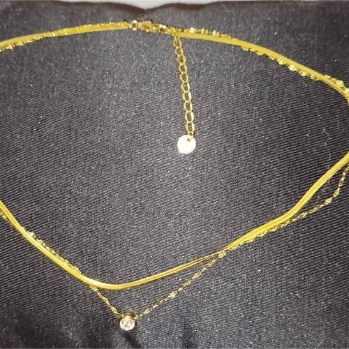 Double chain necklace like new with white crystal