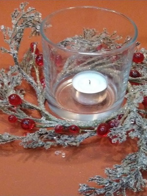Christmas wreath with tealight new for table decoration