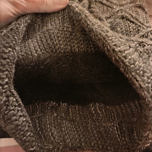 Neck warmer with inner fur and knitting, new, gray