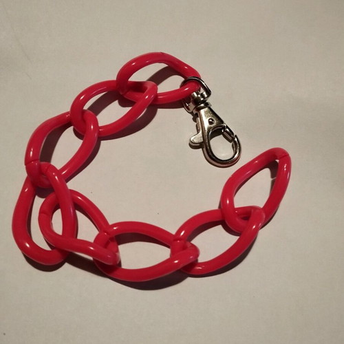 Pop style plastic pink chain bracelet new with pink glitter hair clip gift