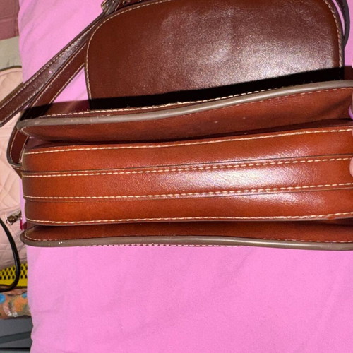 Mango crossbody bag like new, beige and brown, leatherette and fabric with monogram