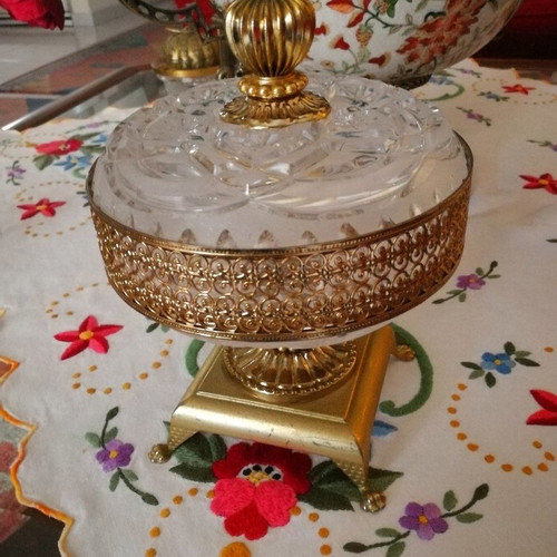 Fountainier used, cut glass and embossed bronze