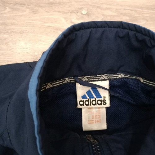 Adidas vintage jacket navy blue with white stripes, used