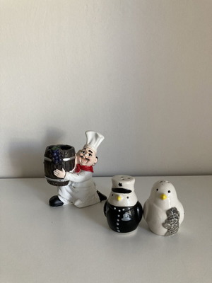 Salt and pepper set with toothpick holder like new, 3 pieces