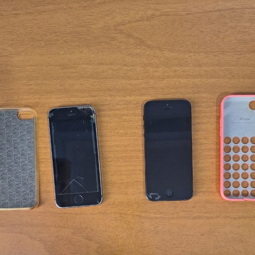 Iphone 5 and Iphone 5s used, 16GB, with silicone cases