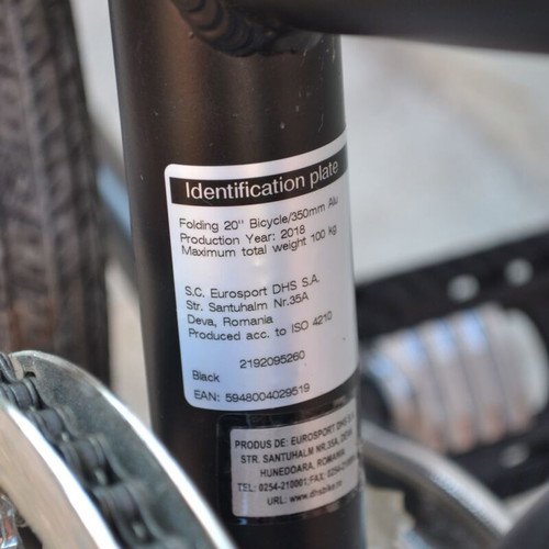 DHS Folding Bike folding bicycle new, 20" black, 6 speeds