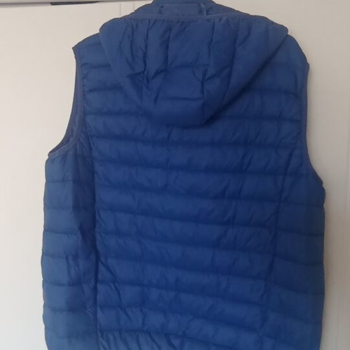 Patrick sleeveless jacket with removable hood, blue, size Large