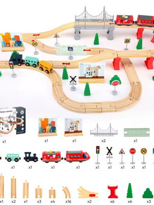Ξύλινο σετ τρένου Train Track Series 72 κομμάτια καινούργιο