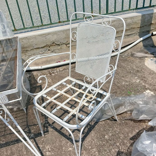 Wrought Iron Outdoor Dining Set with Glass Tabletop, like new