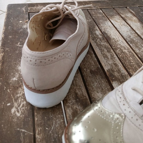 Nine West women's oxfords shoes beige - gold used, size 37