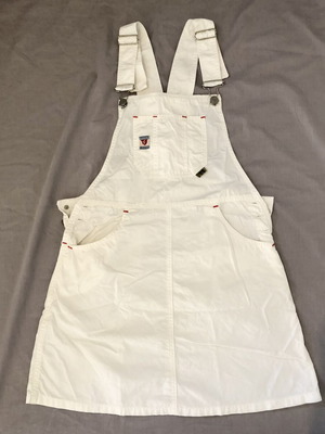 Vintage 90s Chambers White Denim Overall Skirt Size L like new
