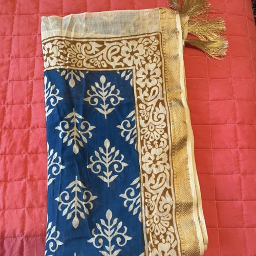 Greek Island Memories Scarf like new, blue with gold details