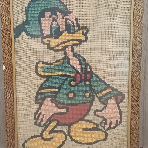 Donald Duck vintage handmade embroidered frame used