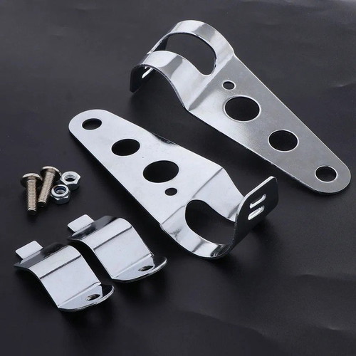 Motorcycle Headlight Mount Brackets Chrome Silver New