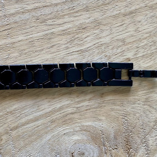 Men's black stainless steel bracelet, modern geometric design