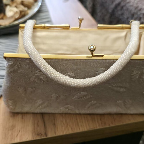 Vintage Ivory Beaded Clutch Handbag new, ideal for bride