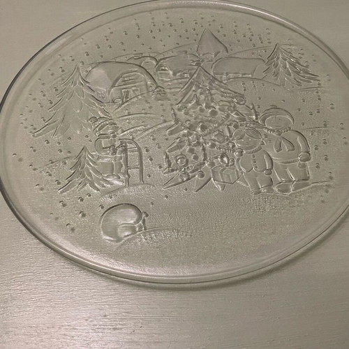 Crystal Christmas plate used with embossed design