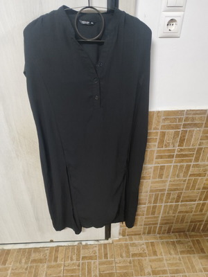 Shein women's black shirt dress with buttons and slits, size XL