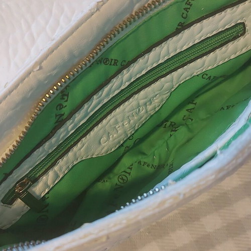 Café Noir crossbody bag used, white with long and short strap