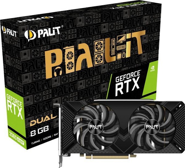  Palit GeForce RTX 2060 Super 8GB GDDR6 Dual karta grafikon PCI-E x16 3.0 me HDMI ke DisplayPort