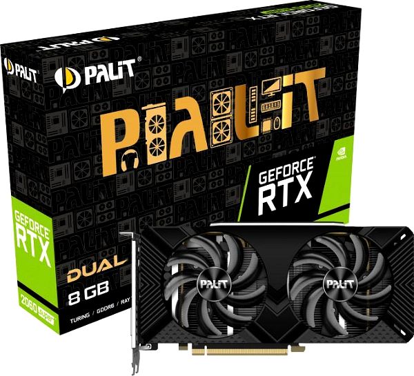 Palit GeForce RTX 2060 Super 8GB GDDR6 Dual karta grafikon PCI-E x16 3.0 me HDMI ke DisplayPort