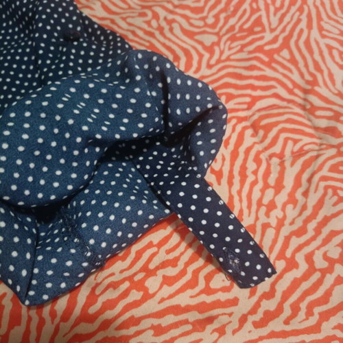 Women's semizie dress like new, dark blue with white polka dots, size L