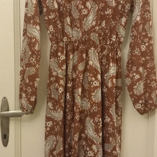 Sublevel autumn dress with paisley pattern new, brown and camel