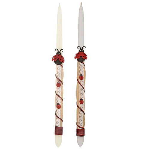 Easter candle with ladybug theme in box 33cm