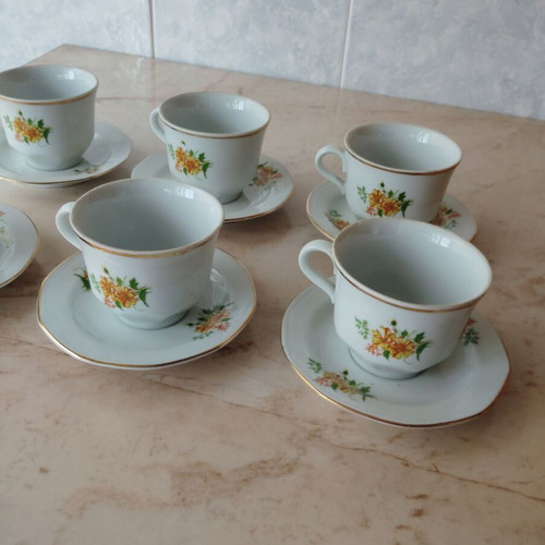 Bulgarian coffee set like new from the 80s, 6 cups with saucers