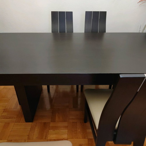 Handmade dining set like new oak wood with metal details