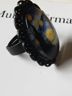 Vincent Van Gogh Starry Night Handmade Adjustable Statement Ring