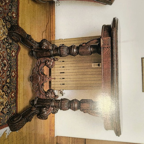 Carved bridge table like new
